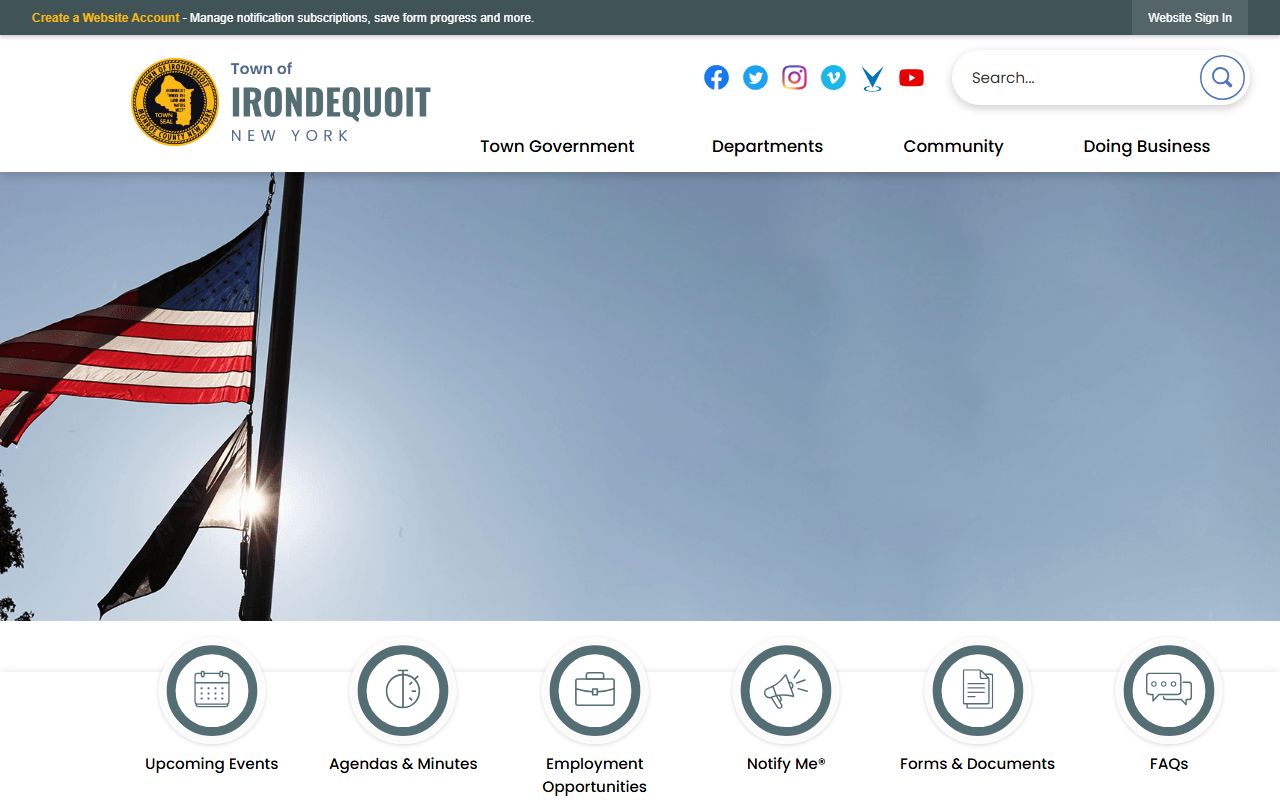 Irondequoit inmate population town website account creation for notifications