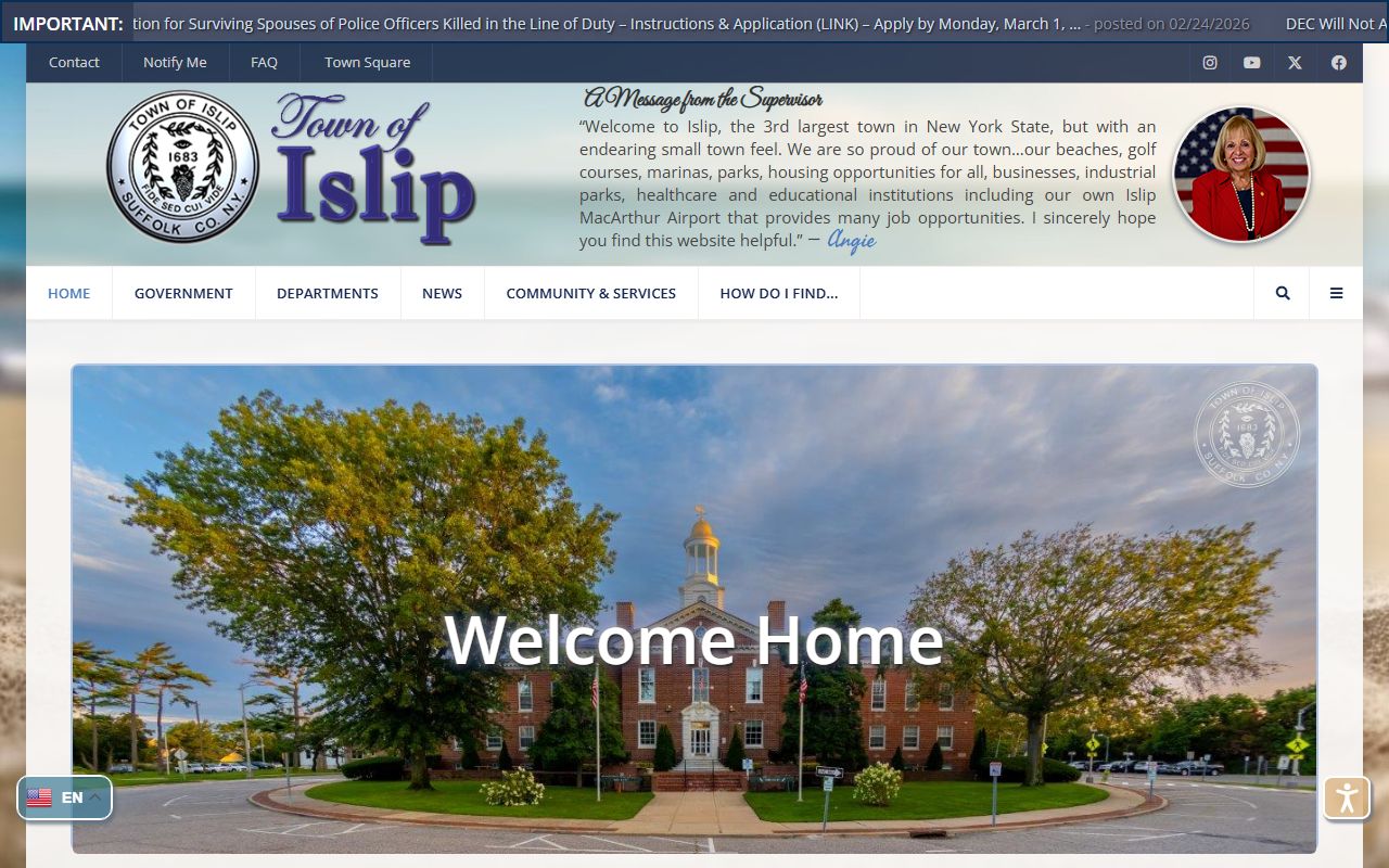 Islip inmate population and Town of Islip official government services