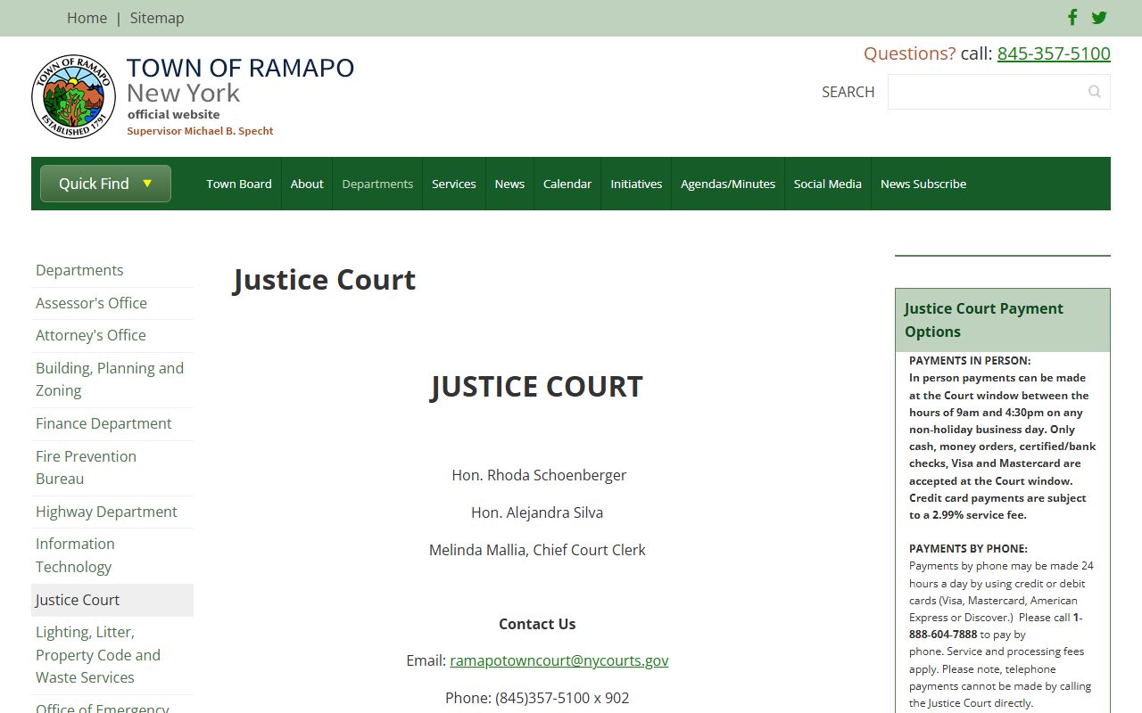 Ramapo inmate population and Ramapo Town Justice Court