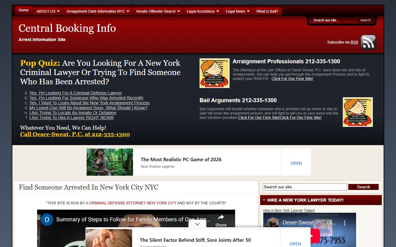 Bronx County inmate population central booking process