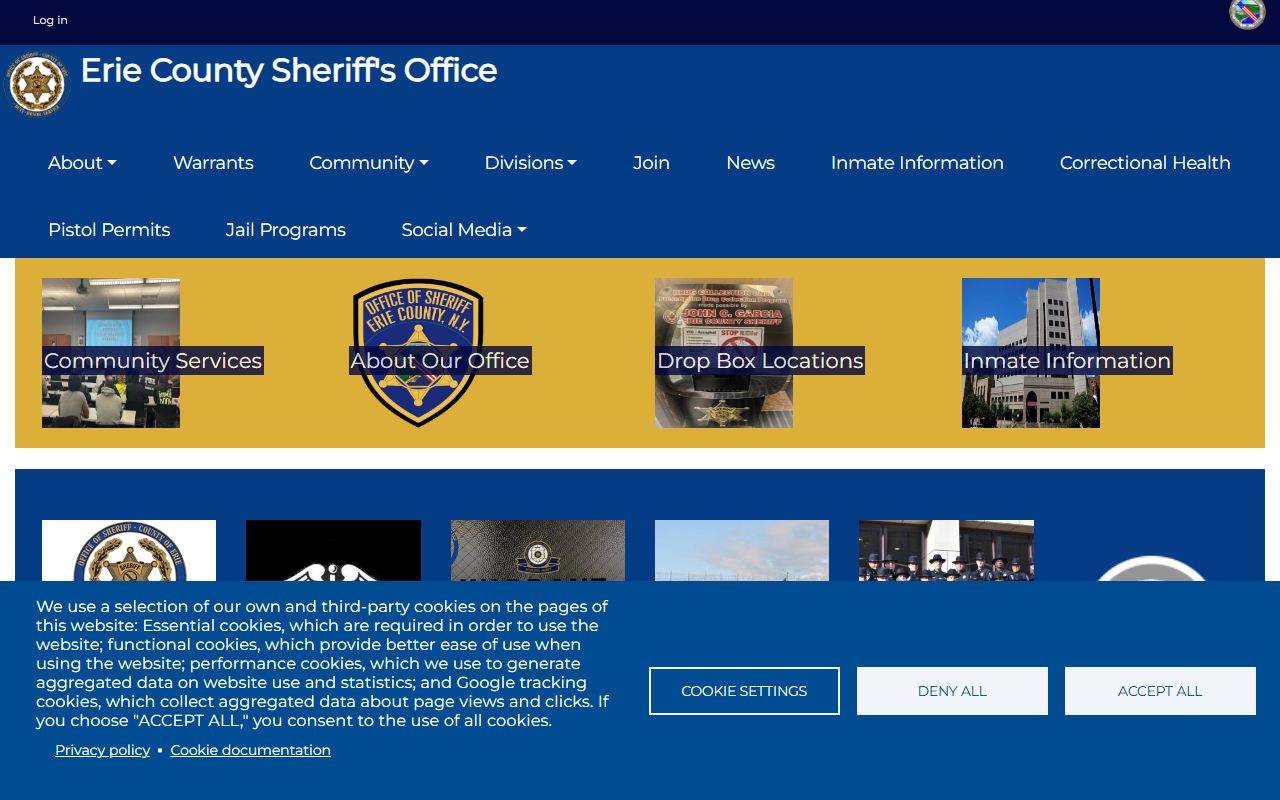 Erie County inmate population search through Sheriff's Office website