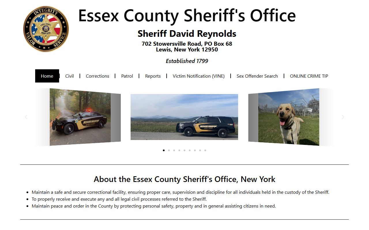 Essex County inmate population details through Sheriff's Office corrections division