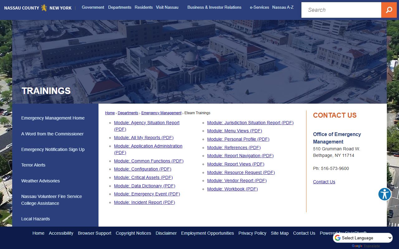 Nassau County inmate population correctional center information page