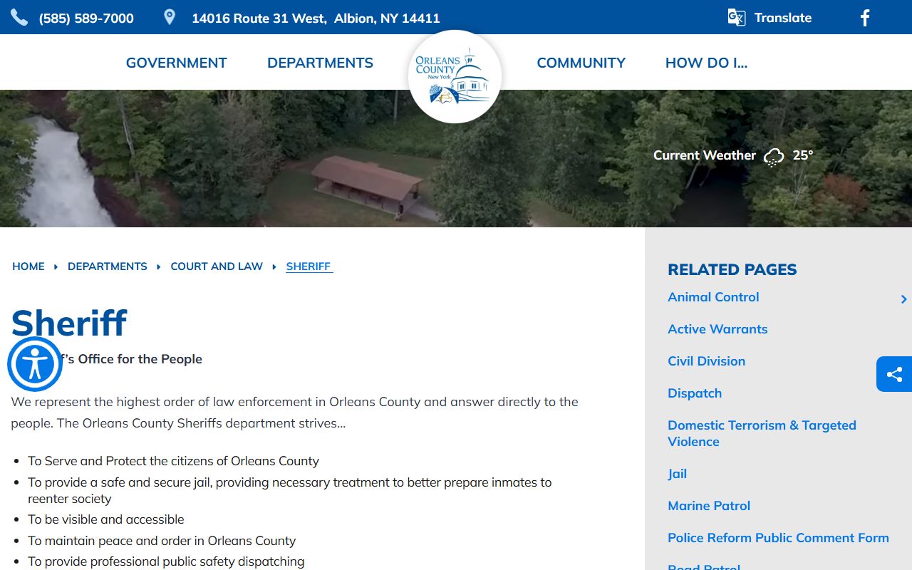Orleans County inmate population sheriff's office website