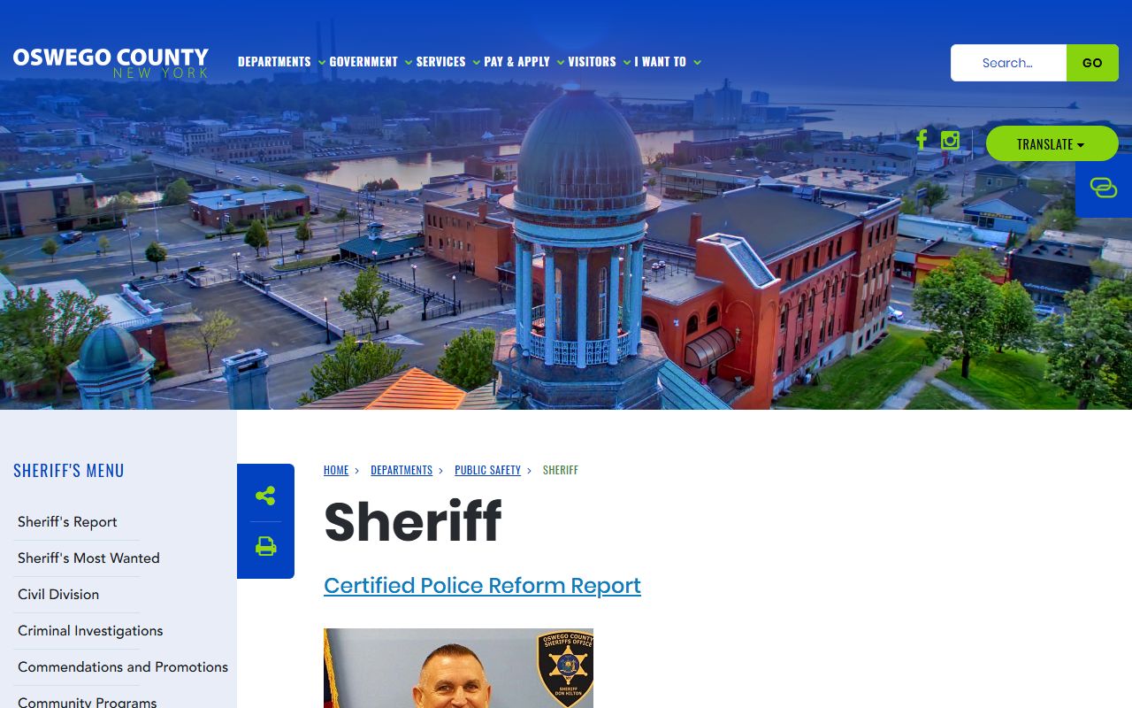 Oswego County inmate population sheriff's office website