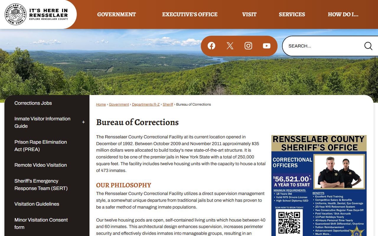 Rensselaer County inmate population facility and correctional center information