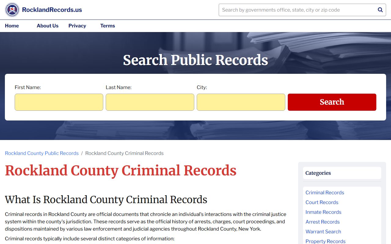 Rockland County inmate population court records through WebCrims portal