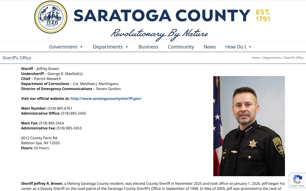 Saratoga County inmate population management through the Sheriff's Office