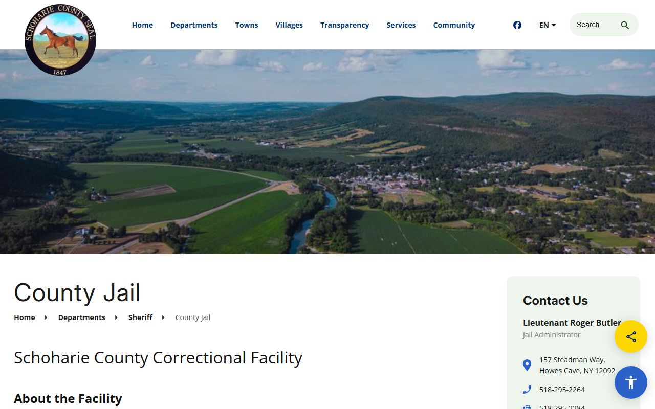 Schoharie County inmate population visitation rules and regulations