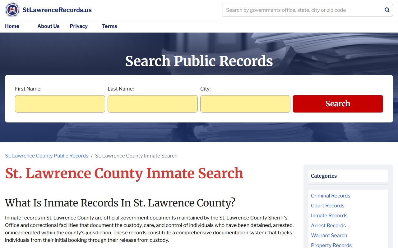 St. Lawrence County inmate population FOIL records access information