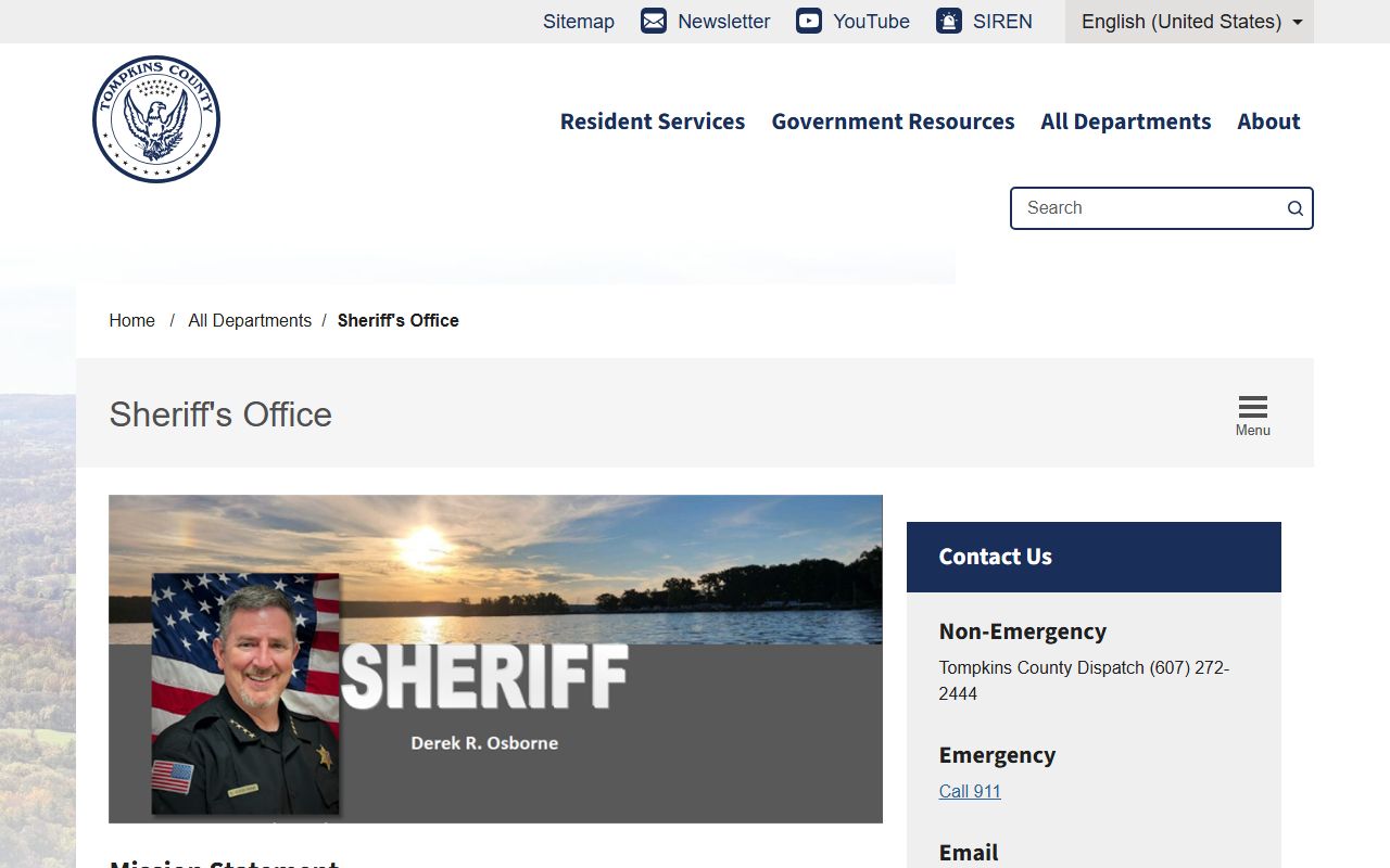 Tompkins County inmate population data from sheriff website